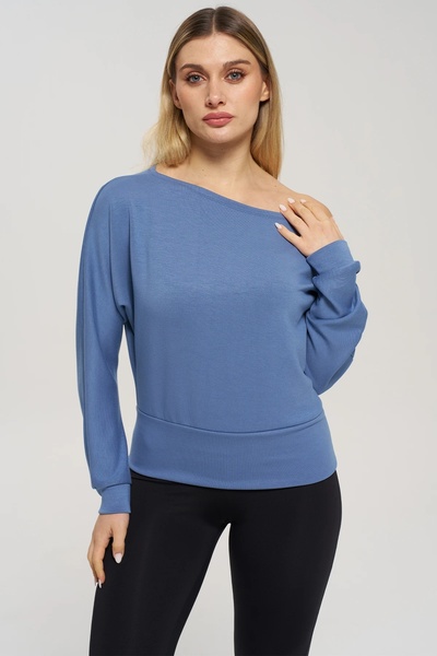Veni Life Women's One Shoulder Low Cut Casual Sweatshirt with Boat Neckline