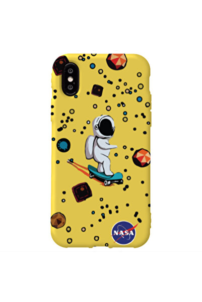 Other Apple iPhone Xs Astronaut with skateboard Yellow Colored Silicone TPU Θήκη