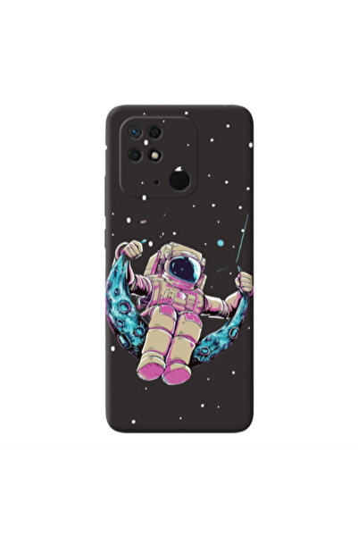 Other Xiaomi Redmi 10C Astronaut swinging on the moon Black Colored Silicone ...