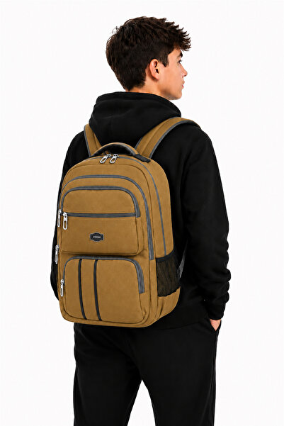 Strong Unisex Canvas Fabric School Bag with Laptop Compartment, Daily Sports ...