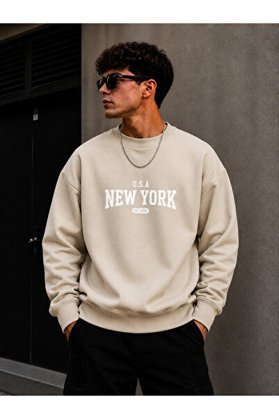 caddekombin Unisex New York Est. 1986 Printed Crew Neck Sweatshirt