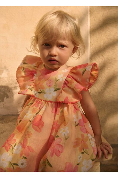 Abel & Lula Mayoral Abel Lula Baby Girl Floral Dress Orange