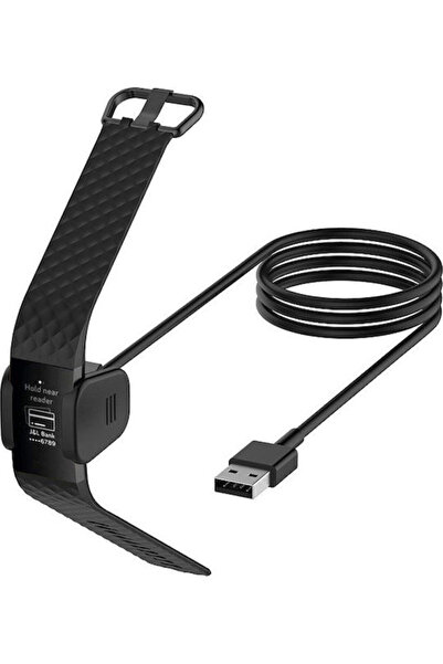 OEM Καλώδιο φόρτισης Fitbit Charge 3 USB-A 1μ Μαύρο