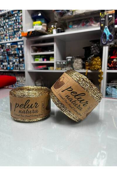 Pelura METALİK KAĞIT İP PELUR NATURA SİMLİ POLYESTER ÇANTA SUPLA NAKIŞ ŞAPKA ...
