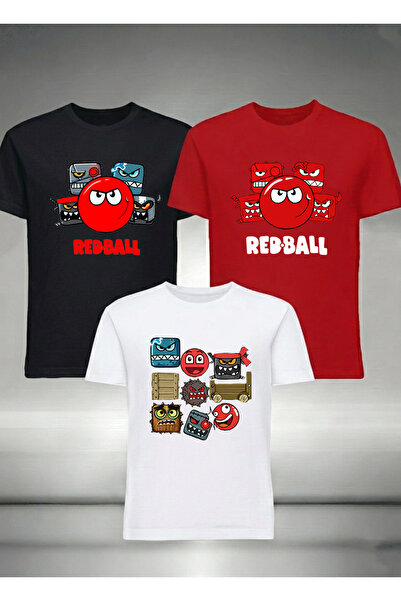 MAGORS تي شيرت أطفال مطبوع من REDBALL مكون من 3 قطع، مقاس عادي، 100% قطن