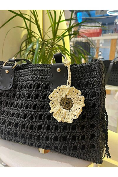Moon Handmade Çiçek Model Örgü Çanta Süsü, Charmı