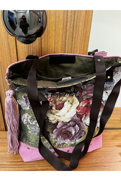 GÜLHOBİTASARIM Woven Fabric Bag with Panel Model Figure