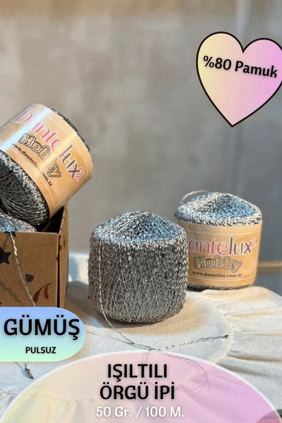 Dantelux Sparkling Ozle Knitting Yarn (80% Cotton) 50 Gr. 100 Meters Nm: 3 - ...