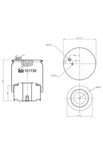 FEBI BILSTEIN Perna de Aer Spate (diametru: 210/273mm) Man Tga Tgm I Tgs I Tg...