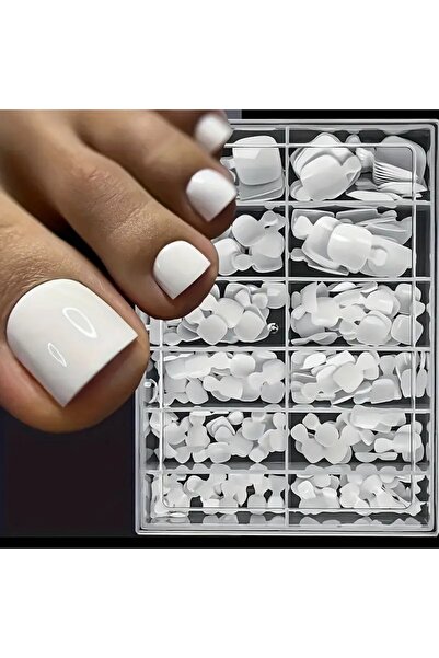 Choice 240pcs 120/240pcs White Full Cover Toe Nail Tips Short Square Fake Toe...