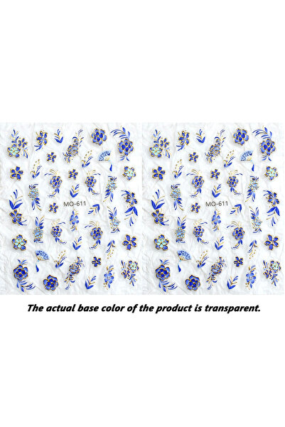 Choice3 MO-611-2PCS 3D Flower Nail Stickers - Spring Blue Floral Design for T...
