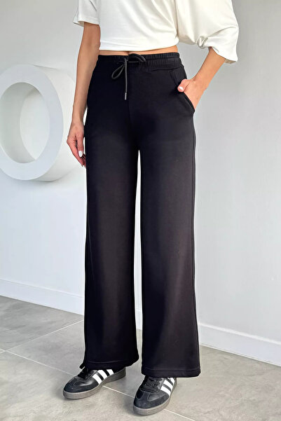 Aryena Black Women's Modal Fabric Palazzo Trousers