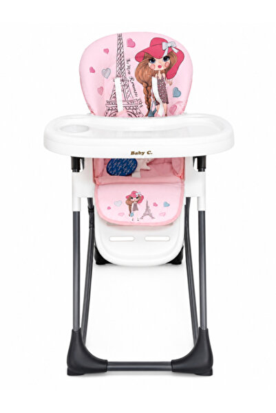 OEM Scaun înalt balansoar Baby C Pink Paris, Ham cu 5 puncte, 25 kg