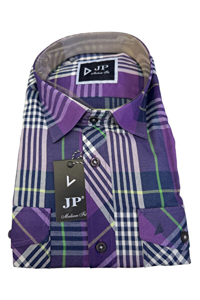 OEM Cămașă bărbați JP mov-verde cu manecă scurtă, bumbac-poliester, 2XL