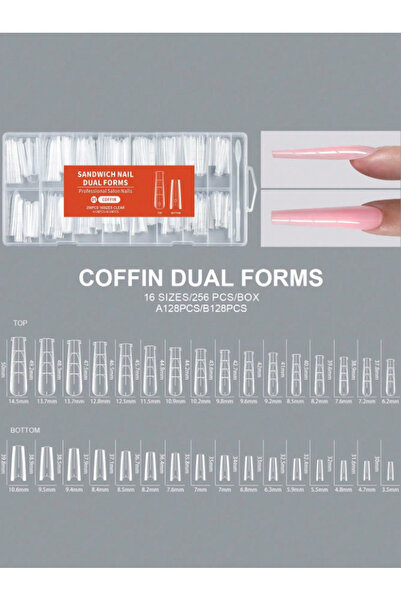 Misyul Protez Tırnak Sandwich Dual Form Tips 256 Adet Şeffaf Dual Form Kalıp ...