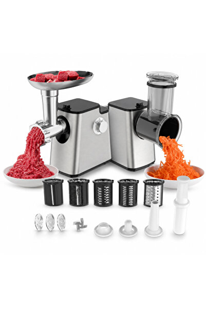 GearZone 2-in-1 Electric Meat Grinder & Vegetable Slicer Shredder, 1600W Max ...