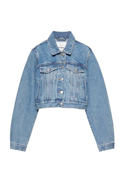 Pull & Bear Işıltılı crop denim ceket