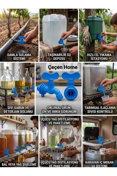 ÇEÇEN HOME Plastik Mini Vana Musluk Seti Contalı Somunlu - Damla Sulama Borus...