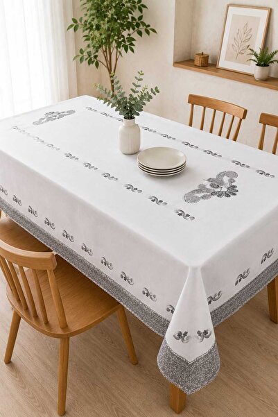DDHOME 160X220 cm Digital Printed Stain-Resistant Fabric Tablecloth 70-Grirunner