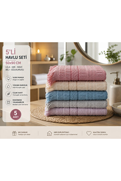 Vivesta Home Set od 5 ručnika za ruke i lice 50x90 cm, pamuk, mekana tekstura...