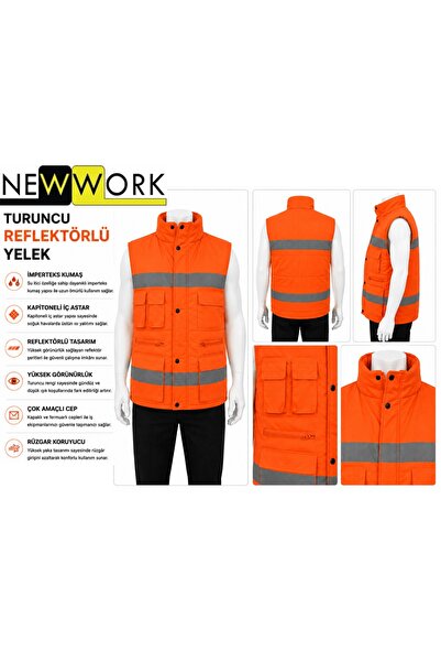 Newwork İMPERTEKS KAPİTONELİ REFLEKTÖRLÜ TURUNCU YELEK