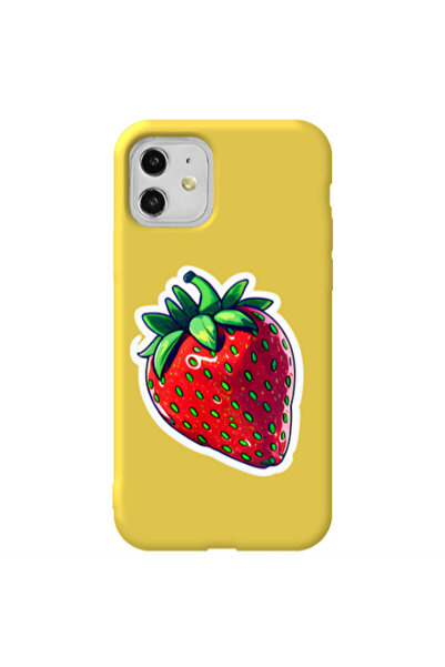 Other Apple iPhone 11 strawberry Yellow Colored Silicone TPU Θήκη
