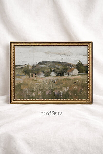 HOME DEKORİSTA Εικονογράφηση τοπίου με vintage πλαίσιο χωρίς γυαλί, καλλιτεχν...