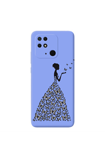 Other Xiaomi Redmi 10C Butterfly Girl Light Purple Colored Silicone TPU Θήκη