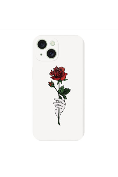 Other Apple iPhone 15 Rose in hand Red Colored Silicone TPU Θήκη