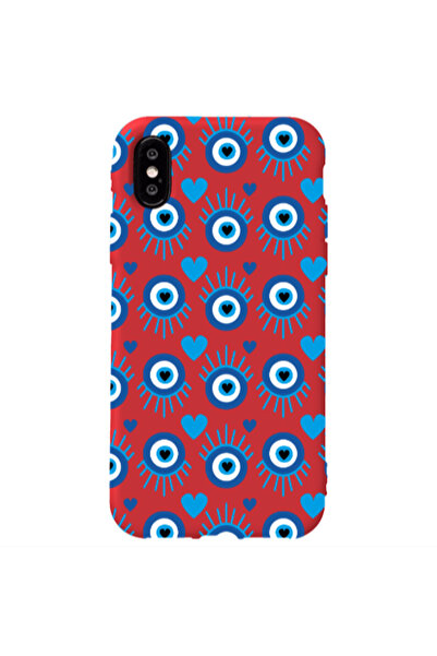 Other Apple iPhone X Heart Eye Red Colored Silicone TPU Θήκη