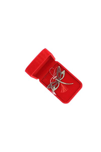 ButicCochet Broșă Martisor, Buticcochet, metal, Libelulă, 6x5 cm, Roșu - MR564