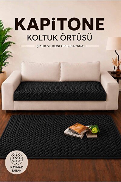 vivamia Tek Parça Kaymaz Taban Kapitone Koltuk Örtüsü Çekyat Kanepe Örtüsü 90...