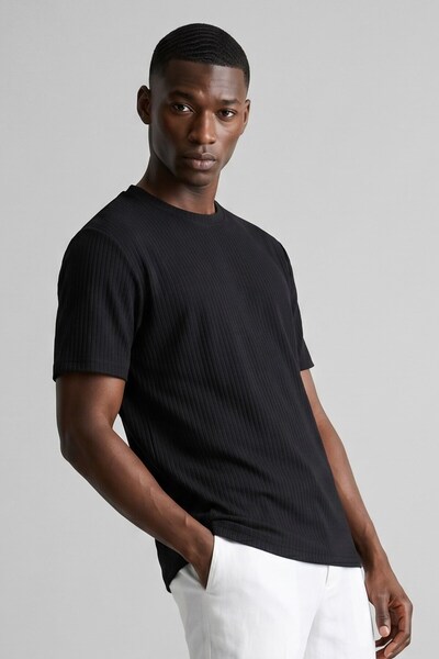 BARRELS AND OIL Men's crew neck textured t-shirt - black
