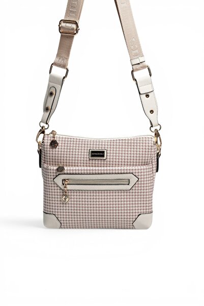 Silver Polo Geantă de damă tip crossbody, în carouri, culoare burgundy - Bone...