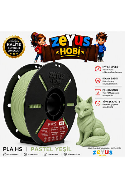 ZEYUS HOBİ Generic PLA HS Hyper Speed Filament – PASTEL YEŞİL | 1.75 mm | 100...