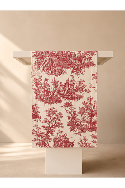 NURHAN HOME COLLECTION سجادة ممر من الكتان بنقشة البط من توال دو جوي - 90×40 سم