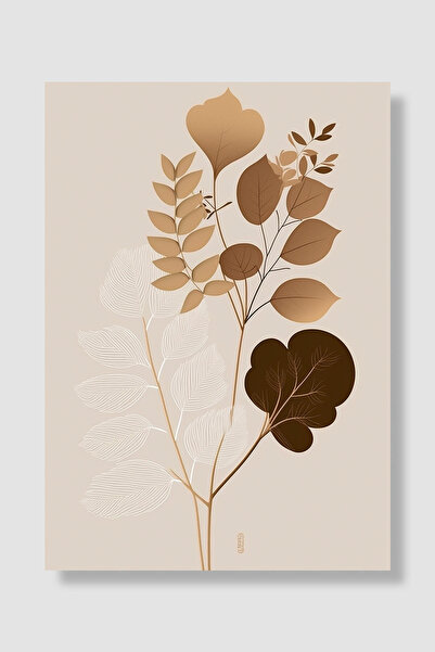 Luna Marissa Poster boem Ramuri de frunze minimaliste Bej Maro Decor de peret...