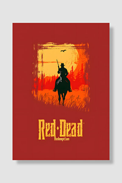 Luna Marissa Poster Red Dead Redemption Crvena pozadina Kauboj na konju Naran...