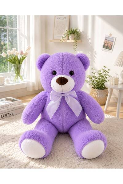 MASSALTOYS 50 cm papyonlu peluş ayıcık sevgili hediyesi doğum günü hediyesi mor
