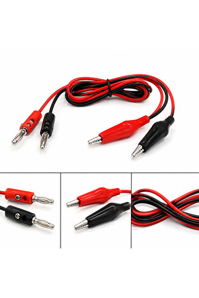 PİYATECH 1 Metre 4 mm Muz Fişli Timsah Klipsli Test Bağlantı Kablosu