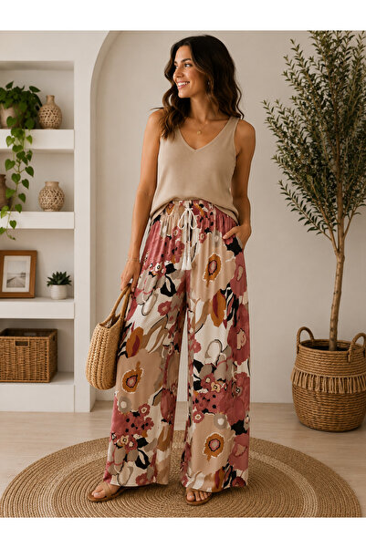 Generic Brand Summer Casual Pants Patterned Brown