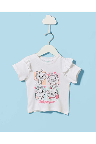 REDTAG Infant Girls White Marie Cat T-Shirt