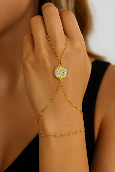 tesbihciniz Gold Color Round White Stone Sf Sf Chain Steel Şahmeran