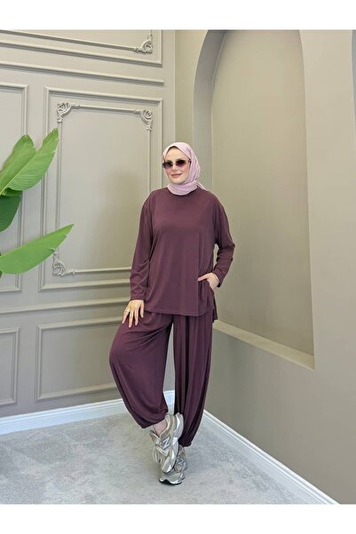 ALLİNOFFİCİAL Alina Cupra Şalvar Takım Mürdüm