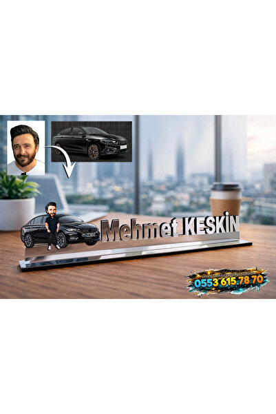 MK Sanart Kişisel Arabalı Tasarım Karikatür Masa İsimliği - Erkeğe Eşe Sevgil...