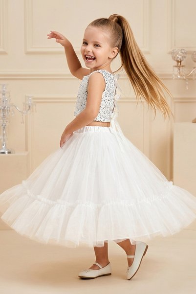 Baby Animals Baby Girl Birthday Party Wedding Dress Double Suit Short Sleeve Rose Bow Tulle Tutu Lined