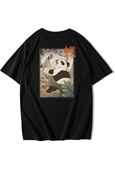 ZOKAWEAR Μπλουζάκι Unisex Oversize με στάμπα με πεταλούδα και ιαπωνικό Panda