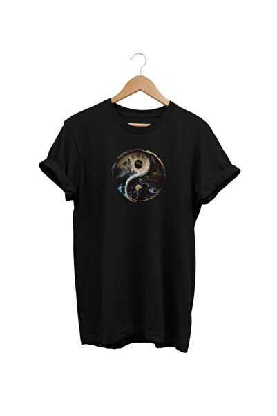 ZOKAWEAR Widi Yinyang Printed Black T-Shirt