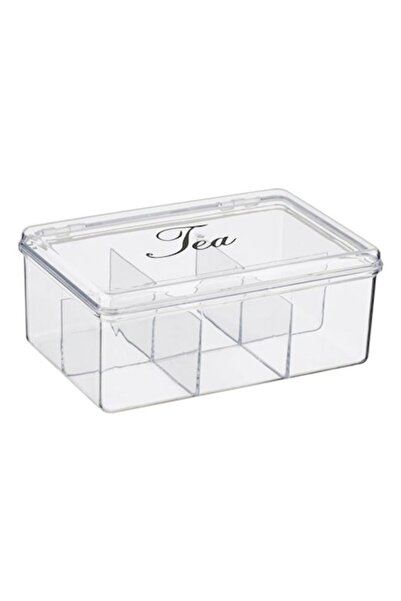 OEM Tea box with lid, plastic, 21x14.5x8.5cm, 6 compartments
