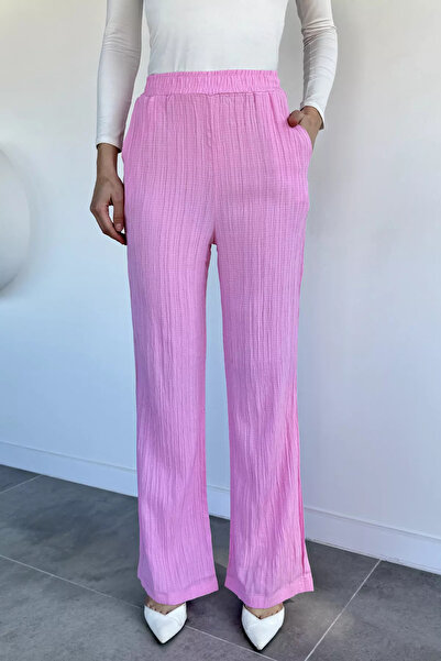 Aryena Pink Women's Elastic Waist Pants